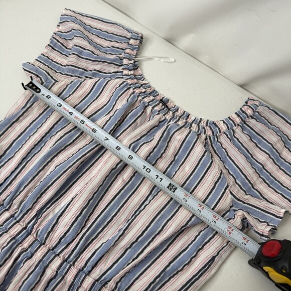 J.Crew Mercantile Dress Size M Striped Off The Shoulder Short Sleeve Americana - Picture 7 of 11